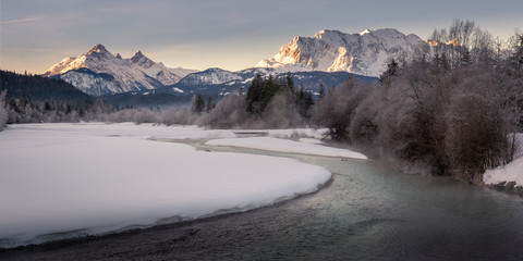 Isar Winter Scenery, Kruen, Bavaria