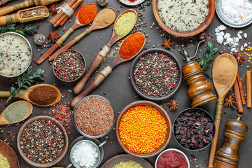 Spices and seasonings for cooking in the composition on the table