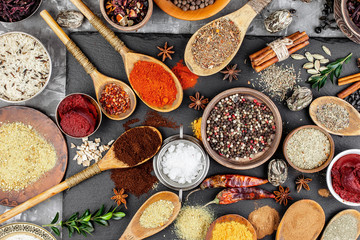 Spices and seasonings for cooking in the composition on the table