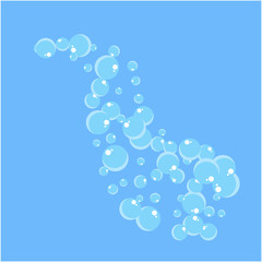 Flying bubbles of soap suds Flat vector
