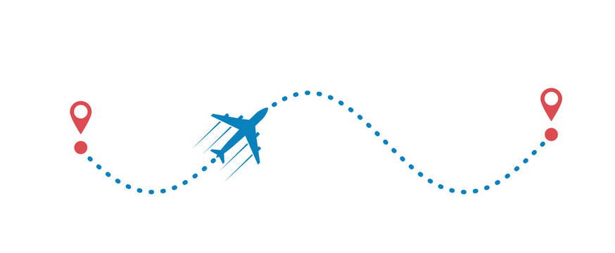 plane and its track isolated on white background. Vector illustration.