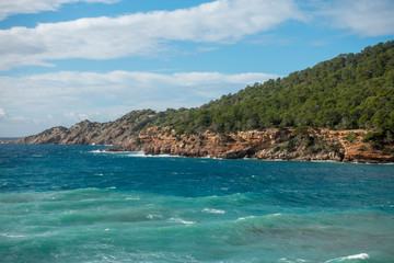 The coast of Ibiza one day with very bad sea