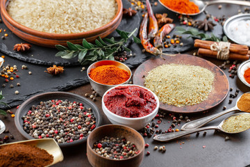 Spices and seasonings for cooking in the composition on the table