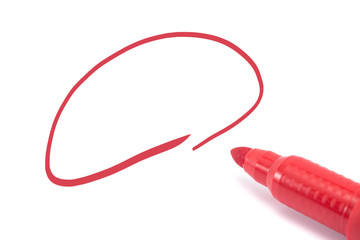 red marker isolated on white background with space for text, copyspace