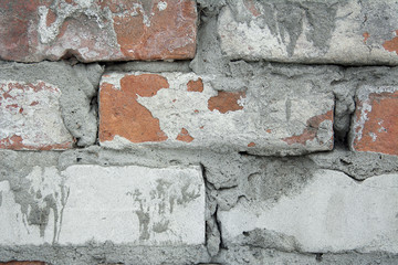 red brick wall close up, old brick background