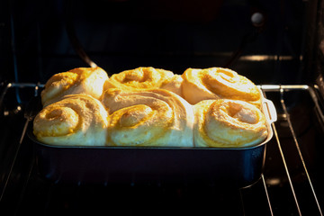 Buns are baked in the oven