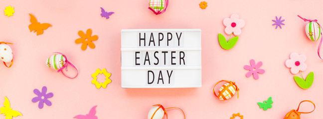 Creative Easter flat lay holiday text ligthbox