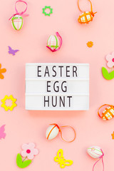 Creative Easter flat lay holiday text ligthbox