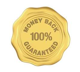 100% Money Back Guaranteed Wax Seal Isolated