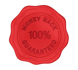 100% Money Back Guaranteed Wax Seal Isolated
