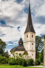 Fototapeta na wymiar Portiunkulakirche in der Kreisstadt Miesbach in Oberbayern 1 