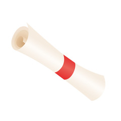 Rolled diploma, vector illustration of paper isolated on white