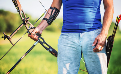 Archer. Sportsman practicing archery. Sport, recreation concept