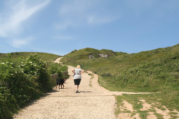 Fototapeta premium High,chalk cliffs of The France village of Etretat