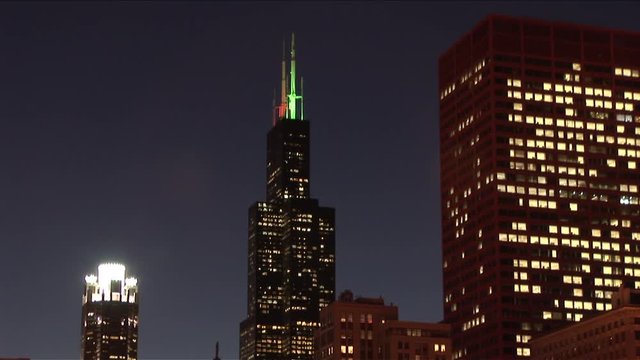 View of Sears tower at night in Chicago United States