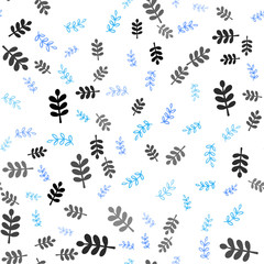 Fototapeta na wymiar Light Pink, Blue vector seamless doodle pattern with leaves, branches.