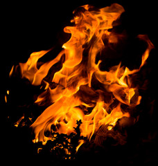fire flame on black background