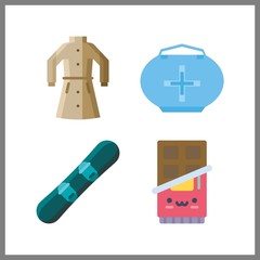 4 powder icon. Vector illustration powder set. medicine bag and chocolate icons for powder works