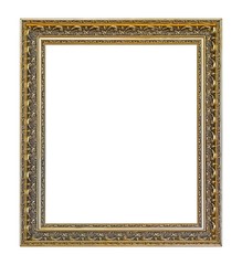 Golden frame for paintings, mirrors or photo isolated on white background