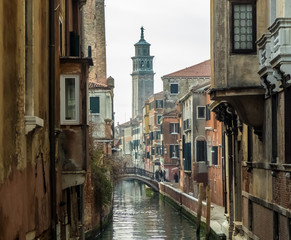 Naklejka premium Typical Venice Canal in Winter