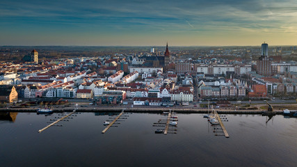 Fototapeta premium view of city port of rostock