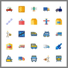 25 cargo icon. Vector illustration cargo set. delivery truck and freight forwarding icons for cargo works