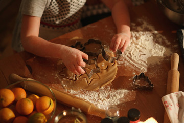 preparation of ginger biscuits with a child.