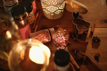 preparation of ginger biscuits with a child.