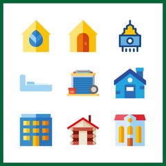 9 estate icon. Vector illustration estate set. bunk and house icons for estate works
