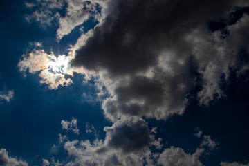 Blue sky and white clouds as a background template.