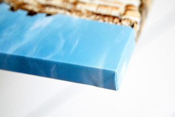 Canvas print. Photo with gallery wrap method of canvas stretching on stretcher bar, lateral side