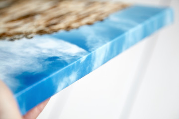 Canvas print. Photo with gallery wrap method of canvas stretching on stretcher bar, lateral side