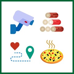 4 view icon. Vector illustration view set. wood and security camera icons for view works