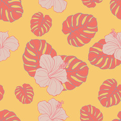 Tropical Flowers seamless pattern design