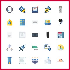 25 office icon. Vector illustration office set. online education and receipt icons for office works