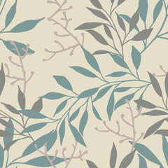seamless autumn leaves and branches pattern design