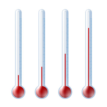 Beautiful Realistic Colorful Thermometer Growth Chart Vector On White Background.