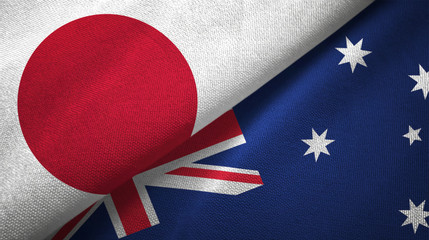 Japan and Australia two flags textile cloth, fabric texture © Aleks Taurus