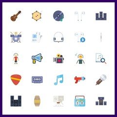 25 sound icon. Vector illustration sound set. drum set and singer icons for sound works