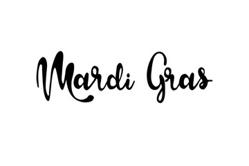 Mardi Gras lettering text vector isolated illustration on white background. Template design for poster, banner, greeting card