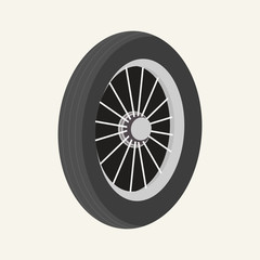 Old car wheel. Car wheel logo. White background. Vector illustration. EPS 10.