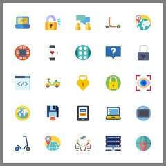 25 tech icon. Vector illustration tech set. eye scan and tablets icons for tech works