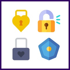 4 cyber icon. Vector illustration cyber set. shield and padlock icons for cyber works