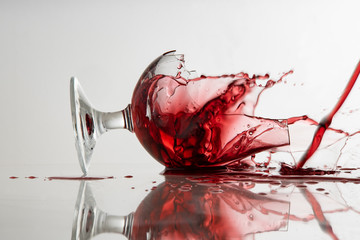 Broken Wine Glass with Wine 