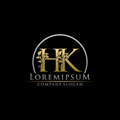 Golden Classy HK Letter Logo