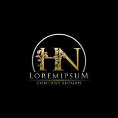 Golden Classy HN Letter Logo
