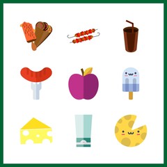 9 snack icon. Vector illustration snack set. ice creams and cheese icons for snack works