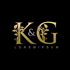 Golden Classy KG Letter Logo - obrazy, fototapety, plakaty