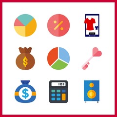 9 investment icon. Vector illustration investment set. percentage and single icons for investment works