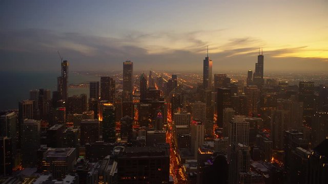 Chicago city skyline at golden hour